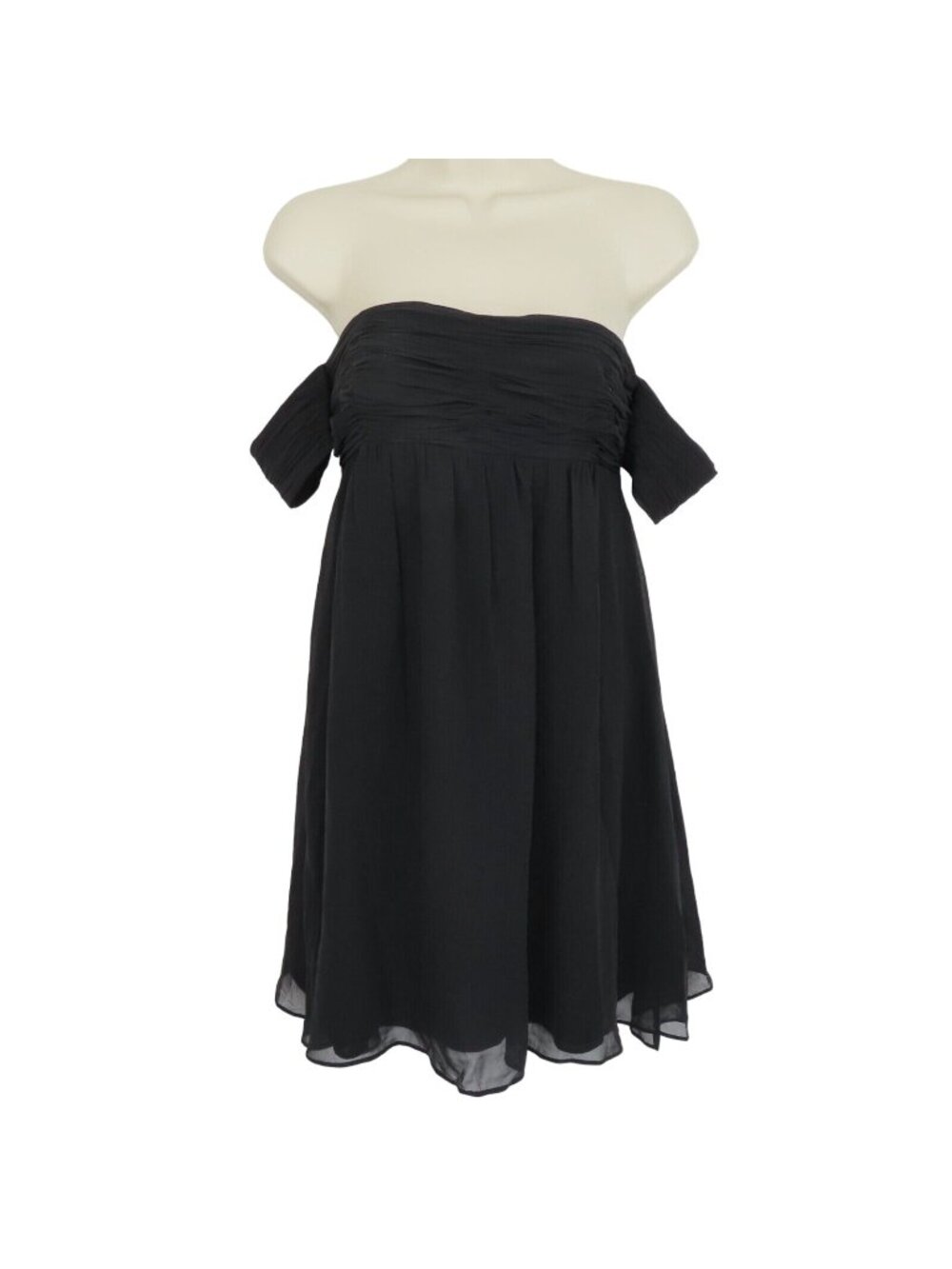 Rachel Zoe Womens 6 Melinda Dress Solid Black Off Shoulder Straps Ruched NEW